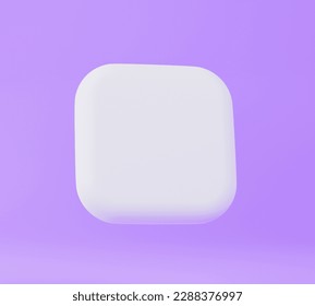 Blank app icon sign isolated over solid purple background. 3d mobile application icon. Mockup template. 3d rendering.