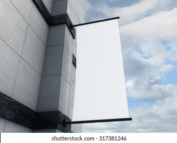 Blank Banner Flag On A Wall