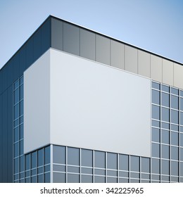 Blank Billboard Hanging On The Modern Office Building 