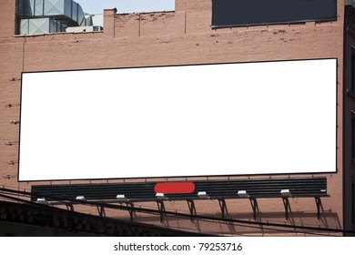 Blank Billboard On Brick Wall In The City