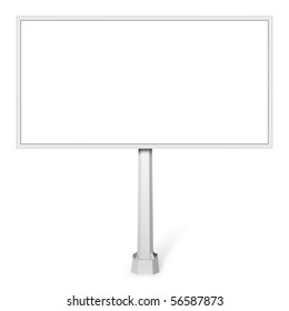 Blank Billboard Stands Alone On A White Background