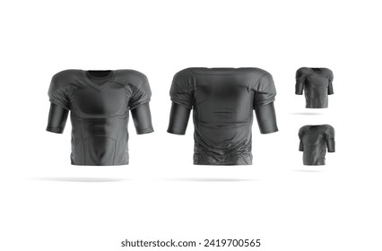 Blank black american football jersey mockup, different views, 3d rendering. Empty guard armour equipment for sport club mock up, isolated. Clear protection clothing for soccer uniform. 3D Illustration - Powered by Shutterstock