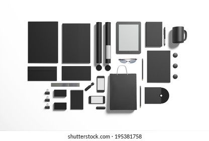 Blank black branding elements to replace your design isolated on white