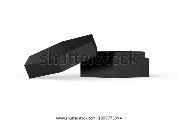 Blank Black Cardboard Hexagon Packaging Box Stock Illustration 1859775994