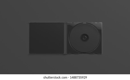 Blank Black Cd Case Mockup Opened, Top View, Isolated, 3d Rendering. Empty Blu-ray Disc Mock Up. Clear Movie Or Music Multimedia Packing. Digital Software Cover Template.