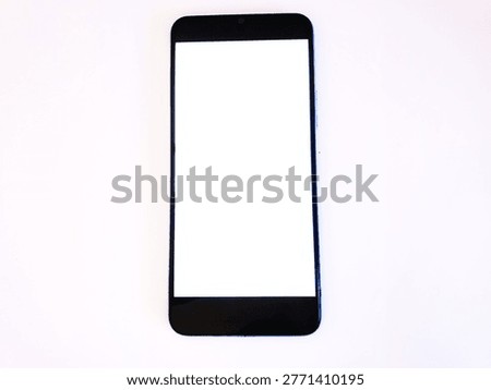 Blank black frame smartphone mockup on clean white background. Perfect, neutral mockup for app, tech product presentation. High-key light photography