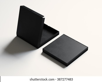 Blank black open pizza paper boxs isolated on white background. Horizontal mockup. 3d render - Powered by Shutterstock