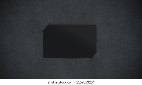 Blank Black Paper Card Holder Mockup Top View, 3d Rendering. Empty Dark Plastic Card Inside Paper Sheet Mock Up. Customer Loyal Booklet Template