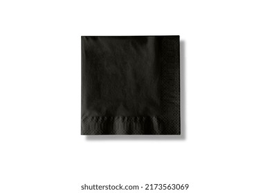 Blank Black Paper Napkin Mockup Isolated On White Background. 3d Rendering.