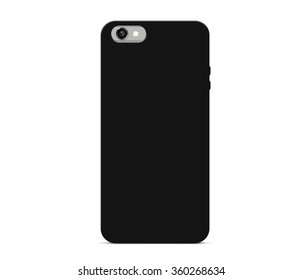 Blank Black Phone Case Mock Up Stand Isolated. Empty Smart Phone Cover Mockup Ready For Logo, Texture Print Presentation. Cellphone Protector Cover Concept. Smartphone Casing Design. Plastic Container