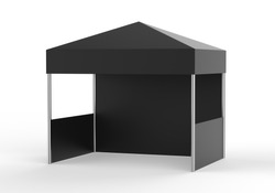 Blank Black Tent On White Background, 3d Illustration.