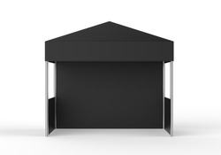 Blank Black Tent On White Background, 3d Illustration.