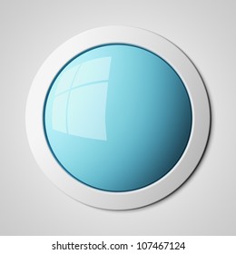 Blank Blue Button 3d Render