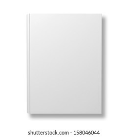 Blank Book Cover Isolated Over White Background With Shadow