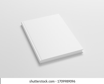 Blank book cover mock up on white background. Side view. 3d illustration