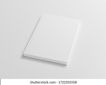 Blank Book Cover Mock Up On White Background. Side View. 3d Illustration