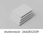 Blank Book Cover Stack Mockup on White Background. Realistic 3D Rendering for Custom Designs