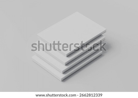 Blank Book Cover Stack Mockup on White Background. Realistic 3D Rendering for Custom Designs