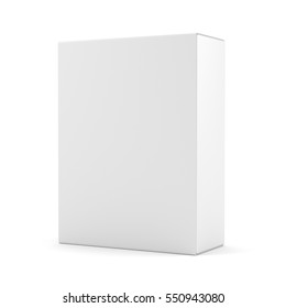 Blank Box Isolated Over White Background. 3D Illustration