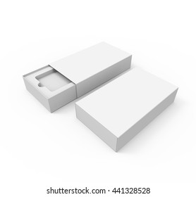 Blank Box Package For Mobile Phone, Or Other Things, Isolated On White Background, Mockup. 3D Illustration