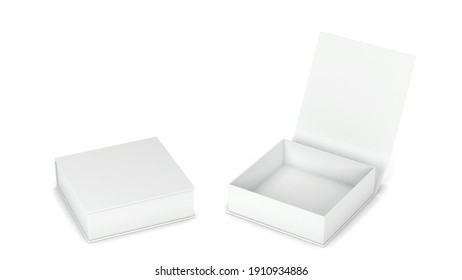 Blank Box Packaging Mockup. 3d Illustration Isolated On White Background 