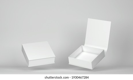 Blank Box Packaging Mockup. 3d Illustration Isolated On Gray Background 