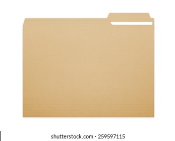 Blank Brown Card Folder File With Paper Showing With A Lot Of Copy Space. Isolated On A White Background With Clipping Path.