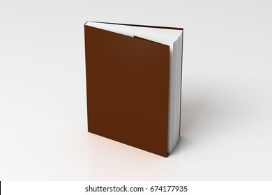 Blank Brown Vertical Dust Jacket Or Dust Wrapper Standing Book. Isolated With Clipping Path Around Book. 3d Illustration.