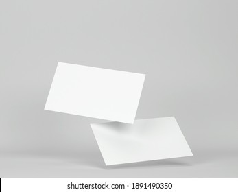 Blank Business Cards Mockup. 3d Illustration On Gray Background 