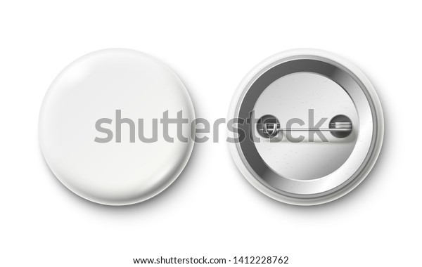 Blank Button Badge White Pinback Badges Stock Illustration 1412228762