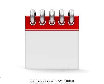 Blank Calendar Icon With Ring, Three-dimensional Rendering, 3D Illustration