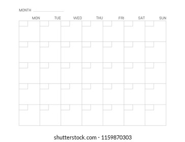 Blank Calendar Page Monday Through Sunday Stock Vector (royalty Free 