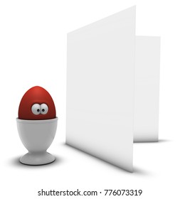 blank card and easter egg in cup - 3d renderung