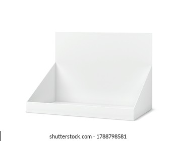 Blank Cardboard Display Mockup. 3d Illustration Isolated On White Background 