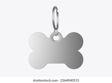 Blank Cat Dog Id Tag Name Pendant Bone Necklace Collar Mockup, 3d illustration.	 - Powered by Shutterstock