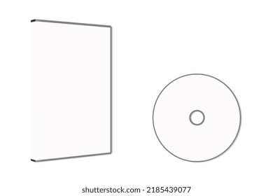 Blank CD , DVD With Cover Case Mock Up. Clipping Path Included For Easy Selection. Cd Dvd Cover Album Design Template Mockup Isolated On White Background. 3d Rendering.