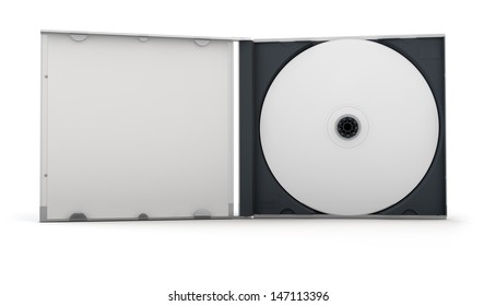 Blank CD Inside An Open CD Case. Clipping Path Included For Easy Selection.