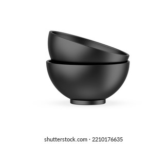 Blank Ceramic Bowl Mockup Template On Isolated White Background, 3d Render Illustration.