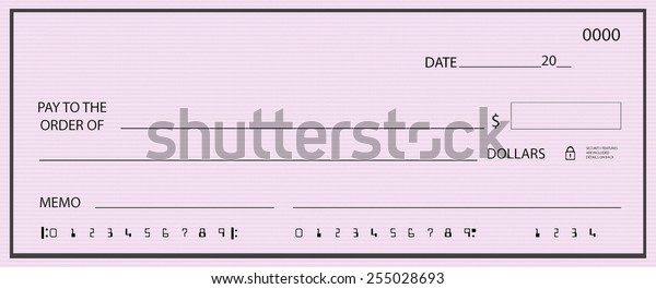 Blank Check Generic Pink Background Stock Illustration 255028693