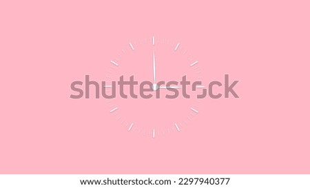 Blank clock on pink background. Minimalistic design of wall clock. Clock hands on pastel pink painted wall. Timer Time Alarm Clock. Minimal time concept. 3d render illustration.
