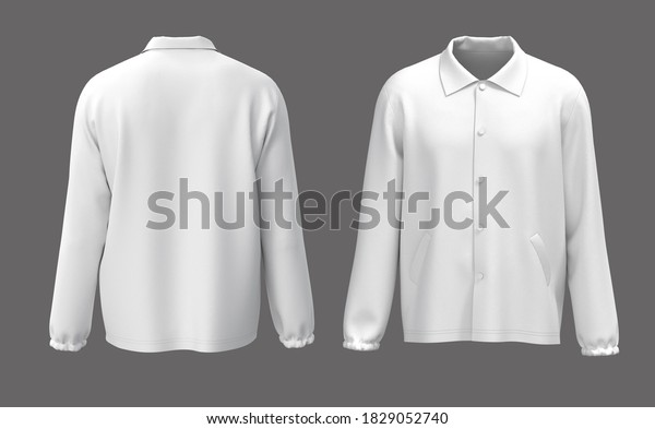 Download Blank Coach Jacket Mockup Front Back Stock Illustration 1829052740