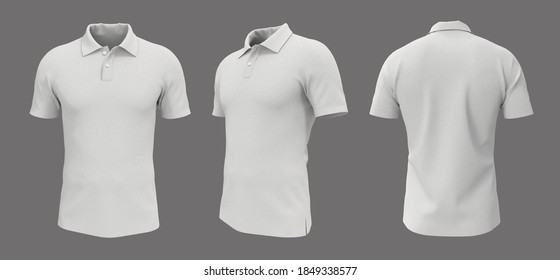 Mockup de camisa en blanco, vista frontal, lateral y trasera, simulación de camisetas sin formato, presentación de diseño de camisetas para impresión, representación 3d, ilustración 3d