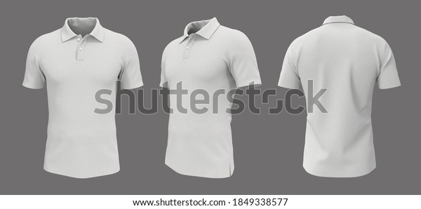 Blank collared shirt mockup, front, side and
back views, plain t-shirt mockup, tee design presentation for
print, 3d rendering, 3d
illustration