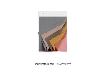 Blank Colored Fabric Catalog With Samples Mockup, Top View, 3d Rendering. Empty Color Tissue Swatch Or Tone Palette Mock Up, Isolated. Clear Cotton Or Satin Multi Diy Material Template.