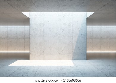 blank concrete space interior, 3d rendering