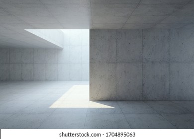 Blank Concrete Space Interior, 3d Rendering