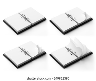 Blank Copy space open diary. High resolution empty agenda turning pages with copyspace.