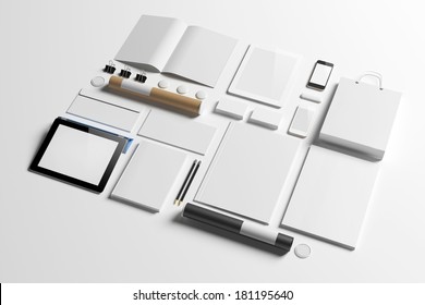 Blank corporate identity elements isolated on white. 