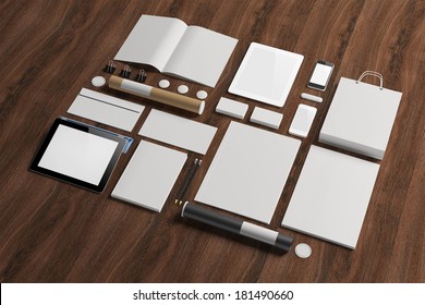 Blank corporate identity elements isolated on white. 