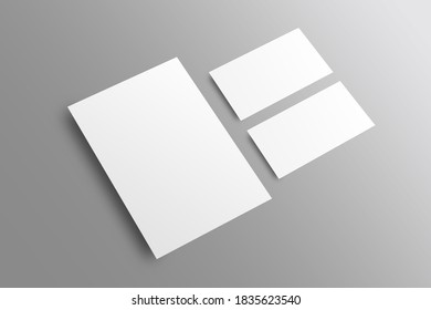 Blank corporate identity Mockup. Blank A4 paper, Business cards